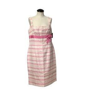 KIR NWT Pink & Peach Striped Empire‎ Waist Sleeveles Dress - Size 14